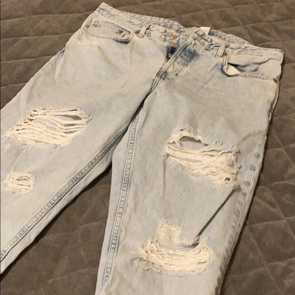 H&M Light Wash Ripped Boyfriend Jeans